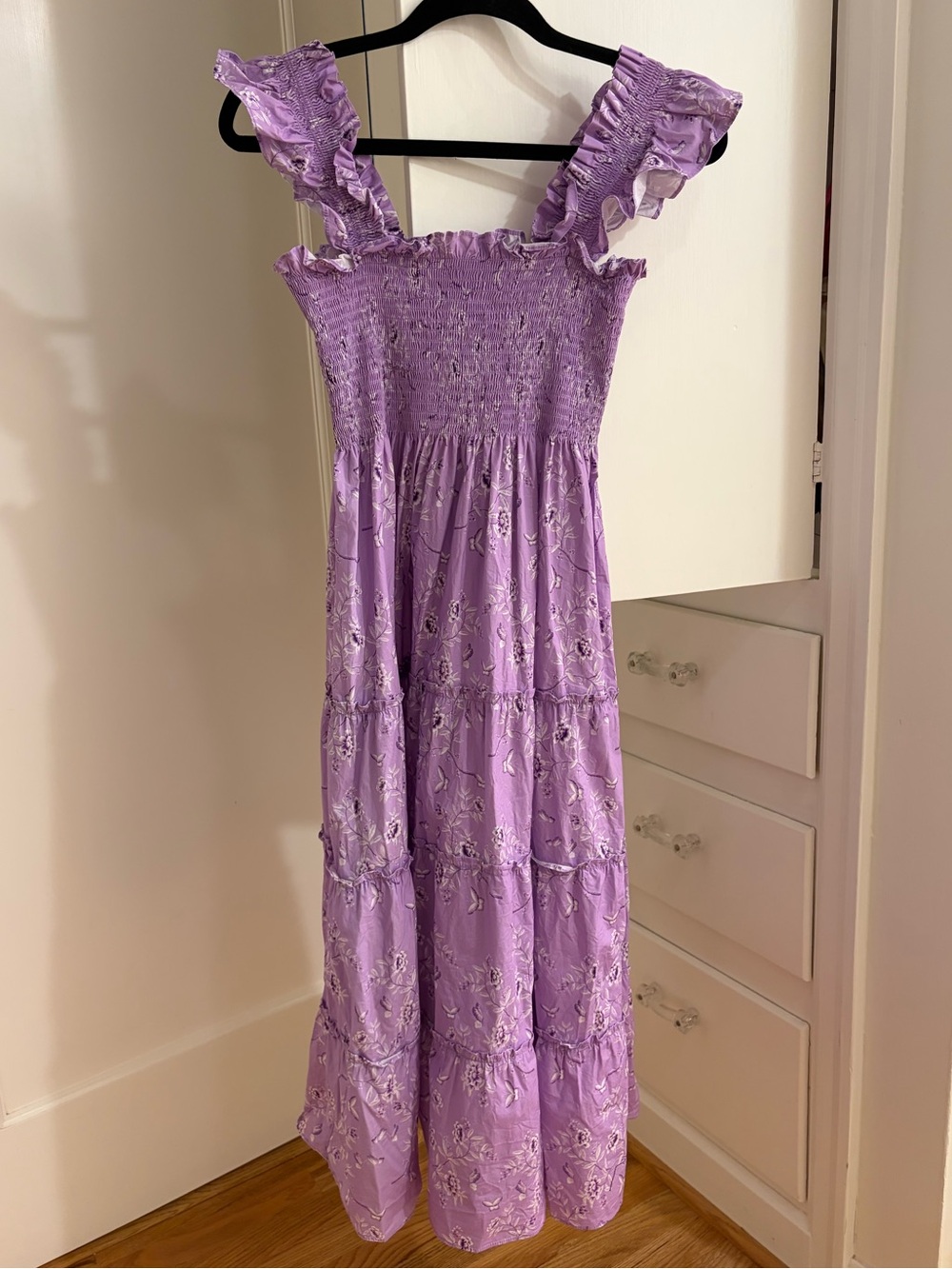 Hill House Bridgerton Ellie Lavender Floral Smocked Maxi Dress